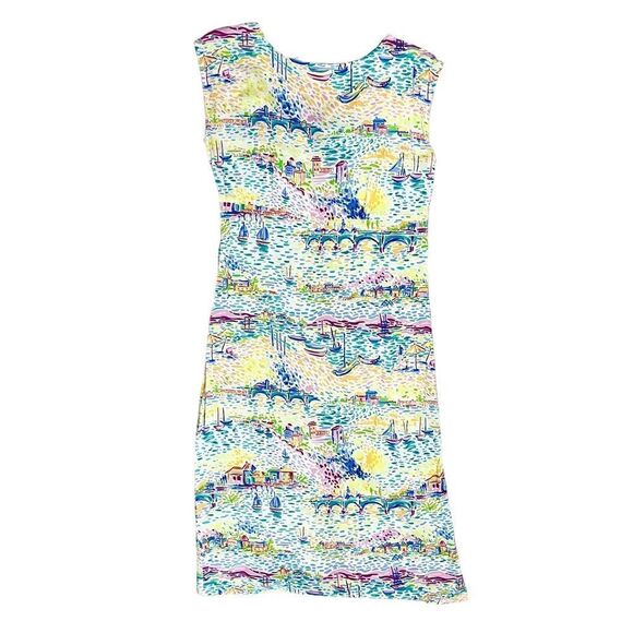 SOLD Weekend Clothes Line Multicolor Beach Theme Side Zip Slit Dress Sz M - Picture 6 of 11